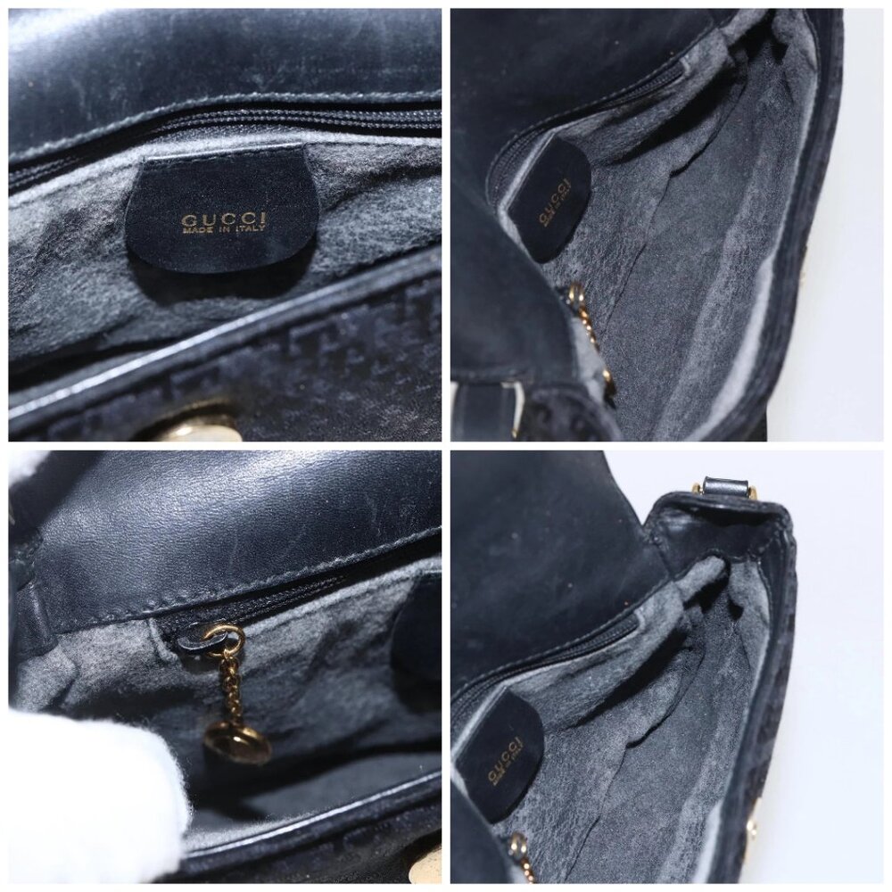 GUCCI Shoulder Bag Old Gucci Black Gold Auth 158414 - Picture 14 of 15